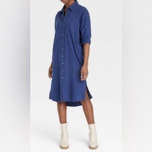 NWT Universal Thread Women's Long Sleeve Button-Down Midi Shirtdress -Size S
